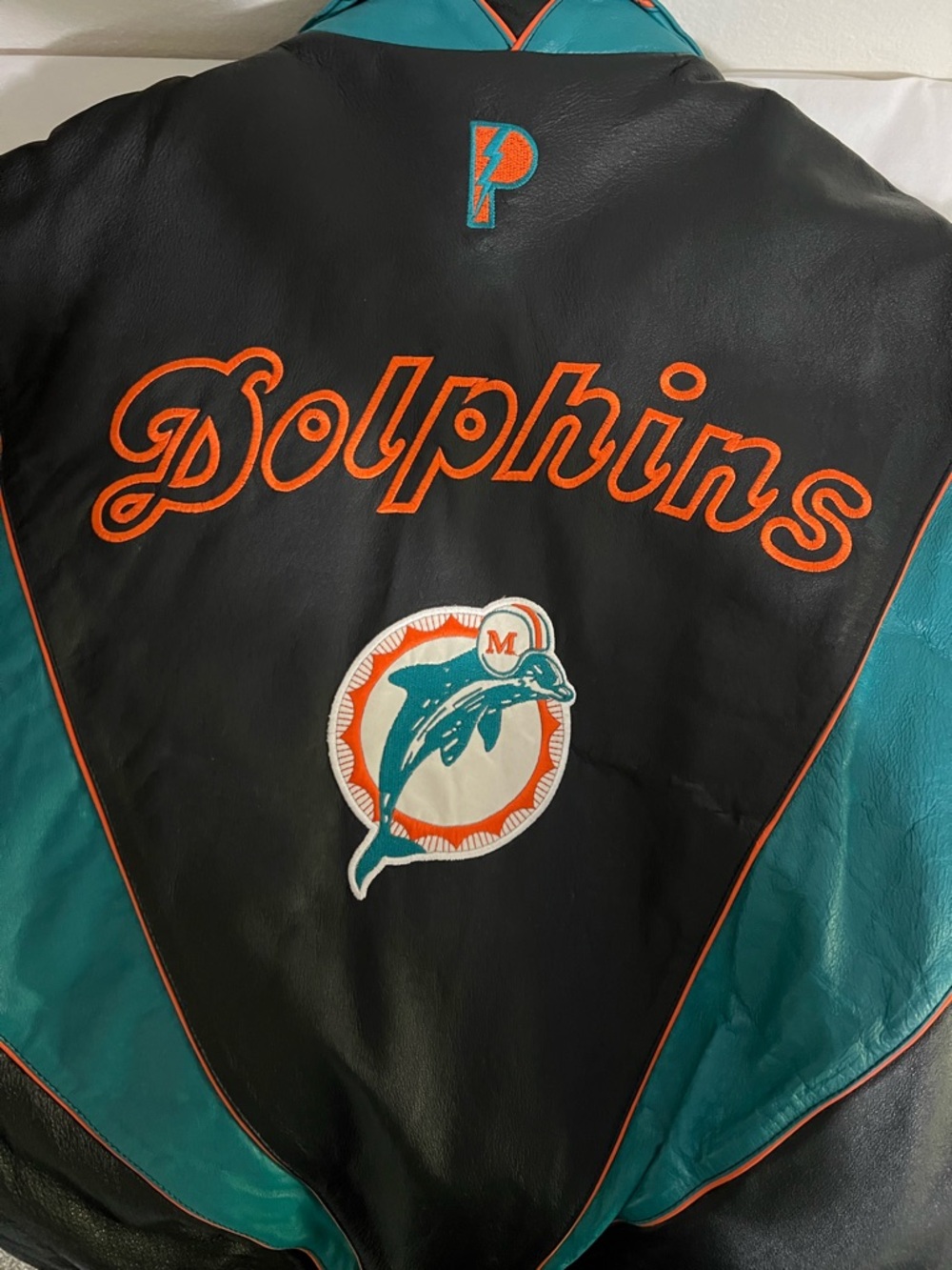 Miami Dolphins Pro NFL Men’s Leather Jacket NWOT Men’s M